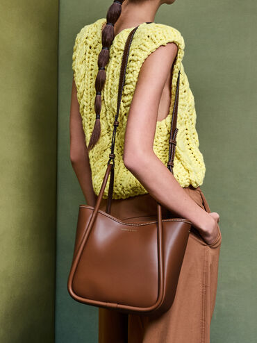 Mini Lyla Tubular Tote Bag, Chocolate, hi-res