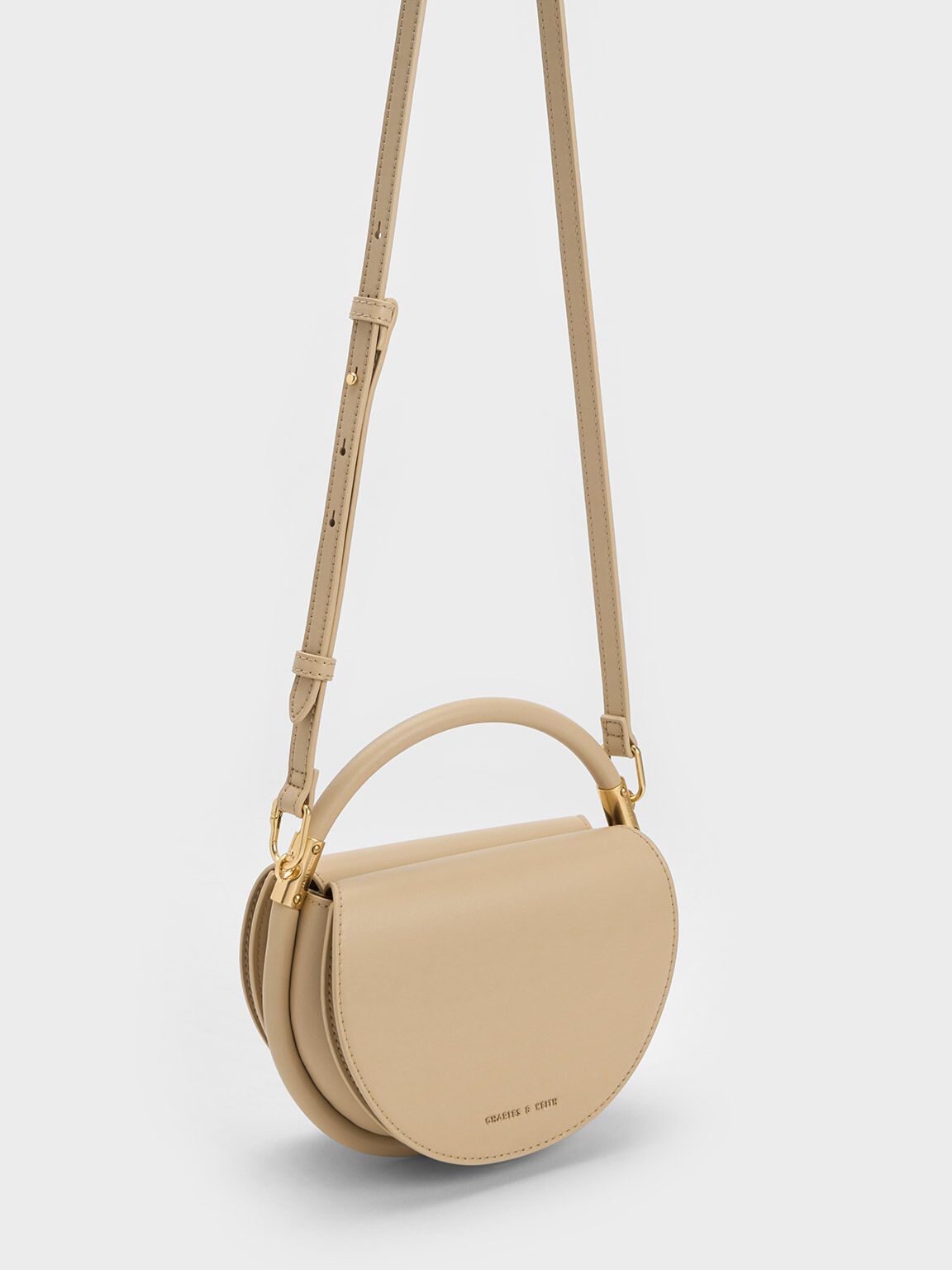 Lara Circle Handle Bag, Beige, hi-res