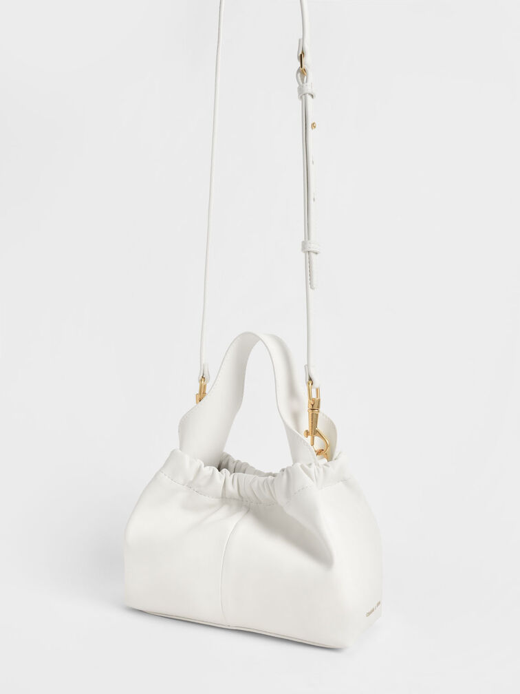 Bolso holgado fruncido Ally, Blanco, hi-res