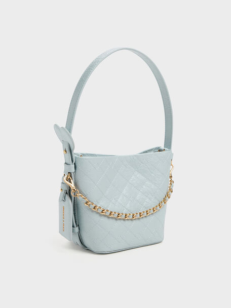 Duo Quilted Chain Bucket Bag, Sea Salt Blue, hi-res