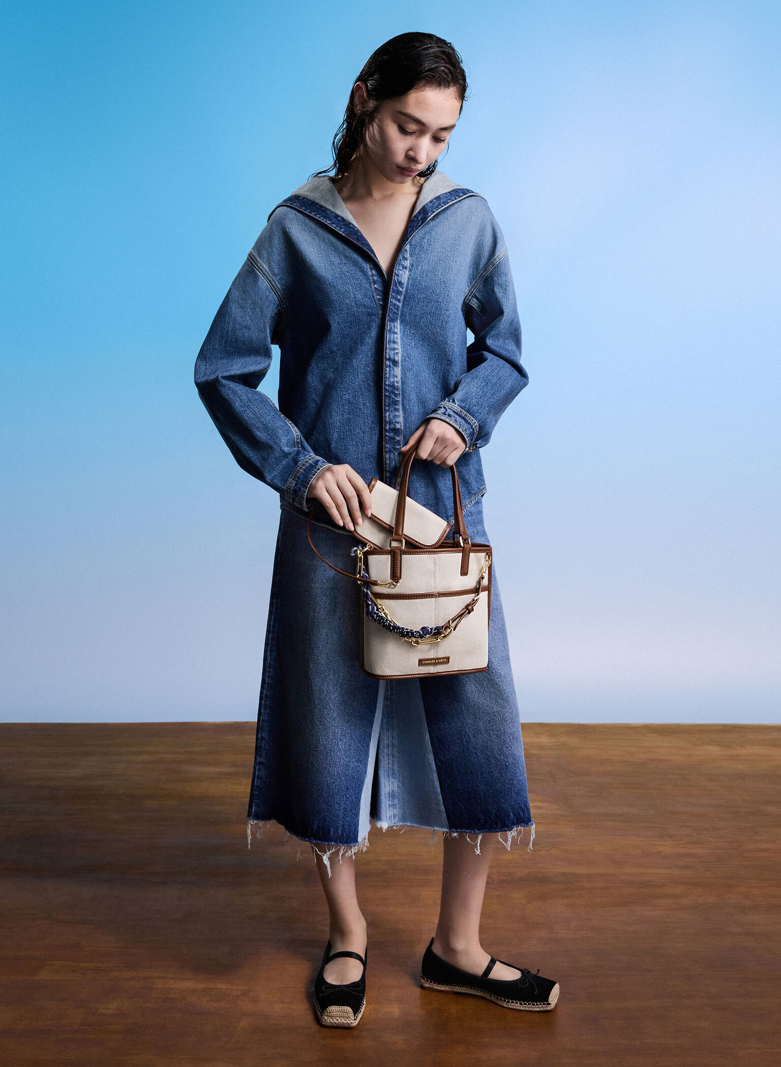 Addison Canvas Knotted-Rope Reversible Tote Bag, Lona gris pardo, hi-res