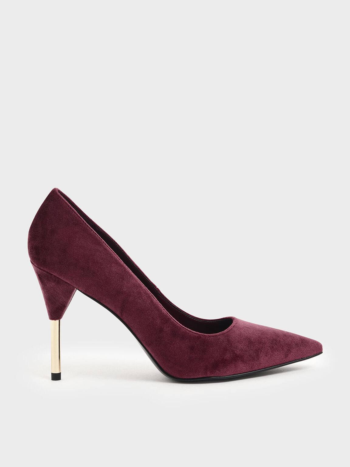 Red Velvet Metallic Stiletto Heel Pumps Charles Keith Id