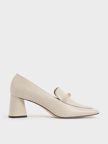 Metallic Accent Loafer Pumps, Chalk, hi-res