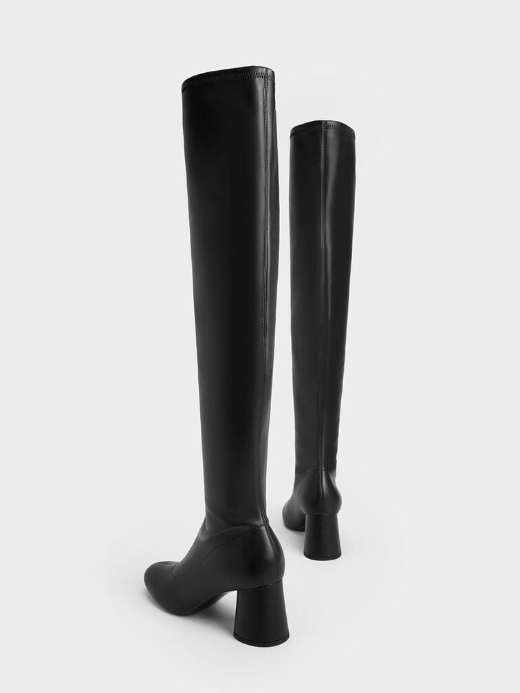 Black Cylindrical Heel Thigh-High Boots - CHARLES & KEITH US