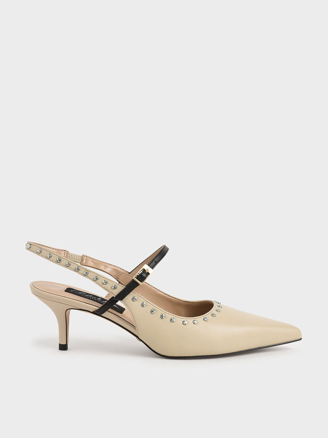 Studded Leather Slingback Pumps - CHARLES & KEITH US