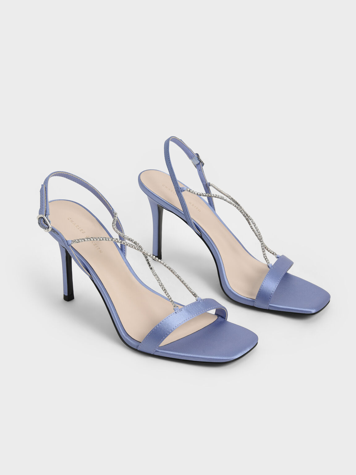 Adel Recycled Polyester Gem-Strap Stiletto Sandals, Blue, hi-res