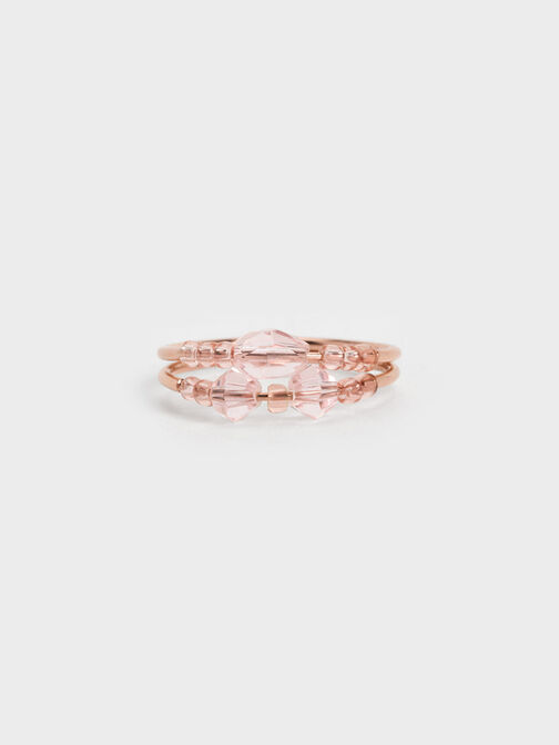 Conjunto de dos anillos con cuentas Luxem, Oro rosa, hi-res