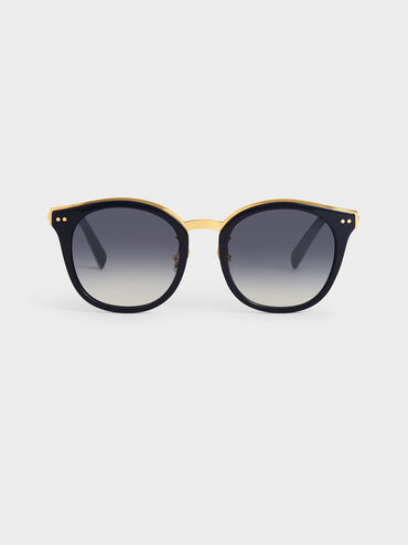 Acetate Frame Wayfarer Sunglasses, Dark Blue, hi-res