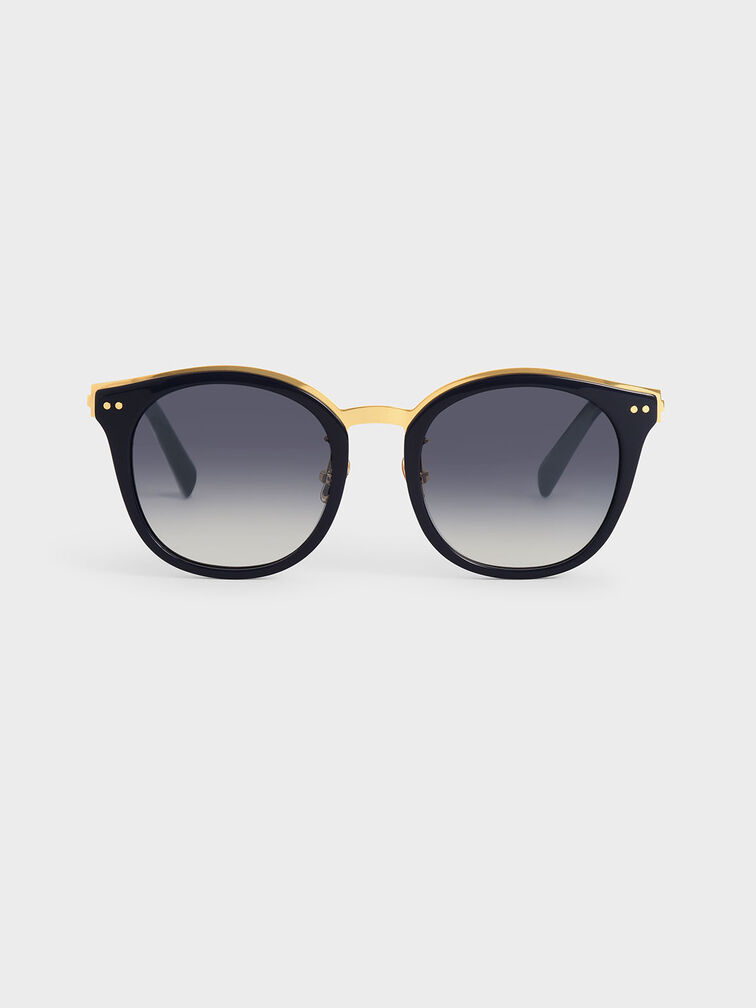 Acetate Frame Wayfarer Sunglasses, Dark Blue, hi-res