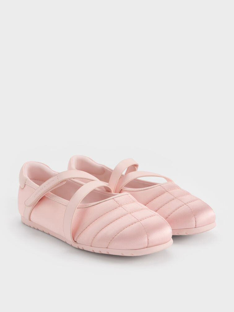 Girls' Recycled Polyester Mary Jane Sneakers, Light Pink, hi-res
