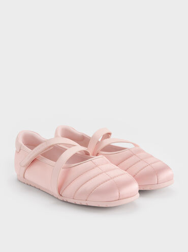 Girls' Recycled Polyester Mary Jane Sneakers, Light Pink, hi-res