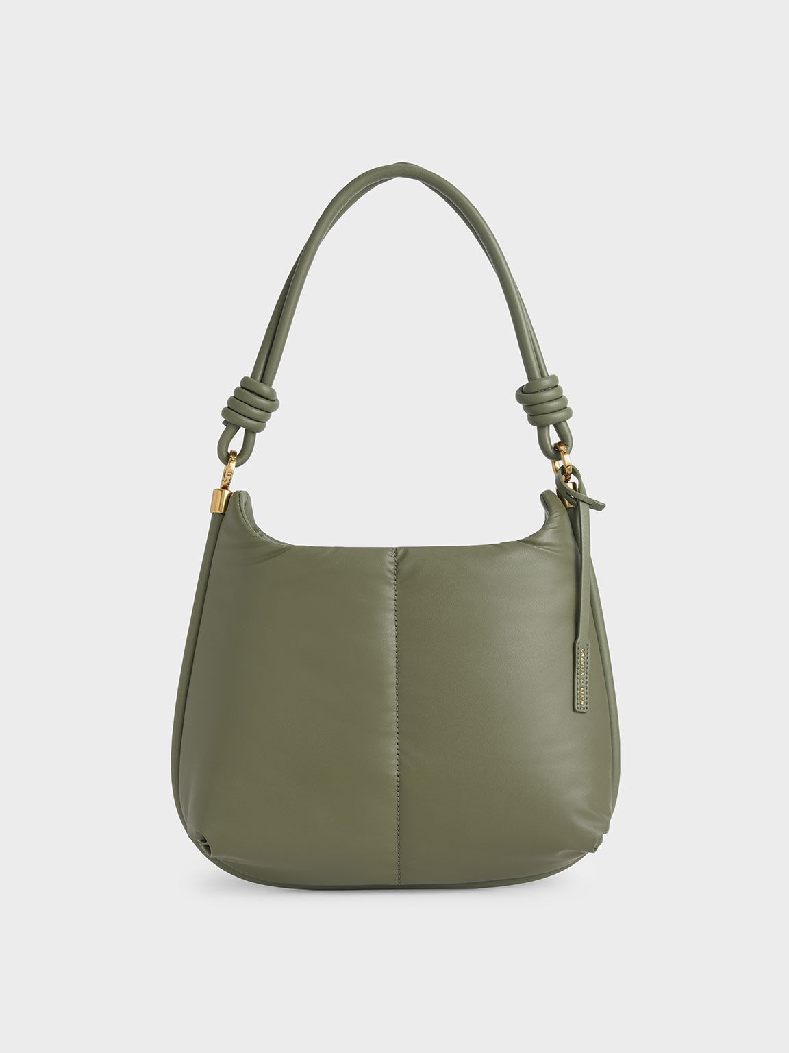 Luna Knotted Handle Hobo Bag, Olive, hi-res