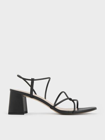 Meadow Strappy Block Heel Sandals, Black, hi-res