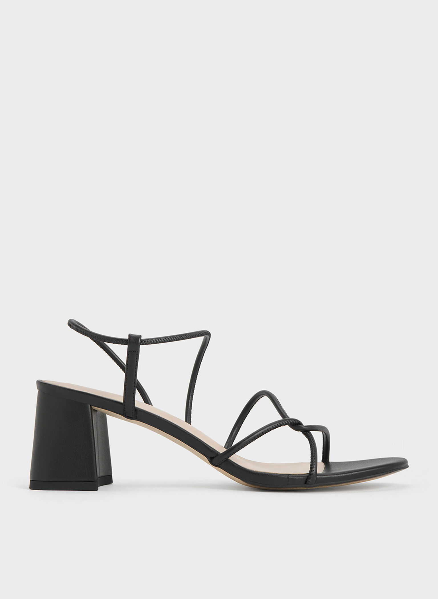 Black Meadow Strappy Block Heel Sandals - CHARLES & KEITH SG