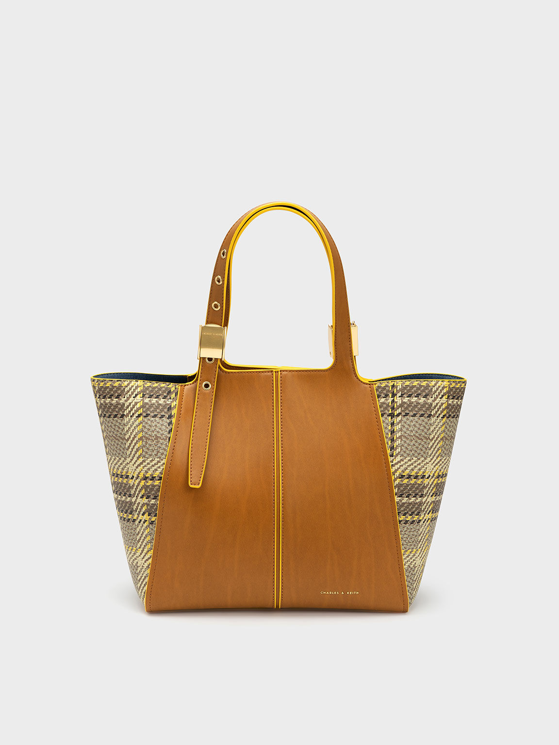 Altea Check-Print Tote Bag, Yellow, hi-res