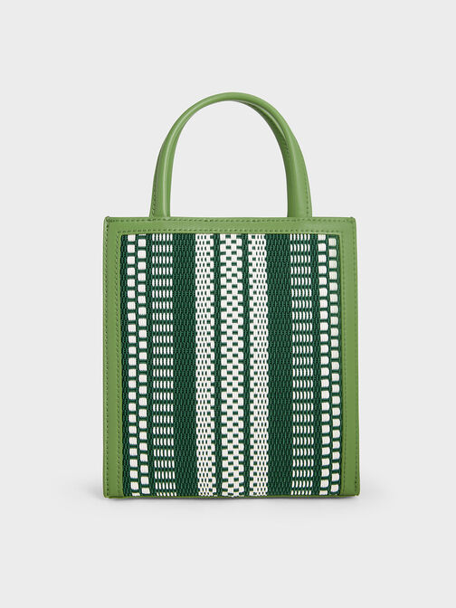 Woven Double Handle Tote Bag, Lime, hi-res