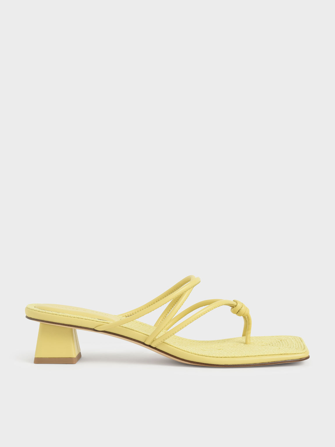 Toe Loop Strappy Heeled Sandals, Yellow, hi-res