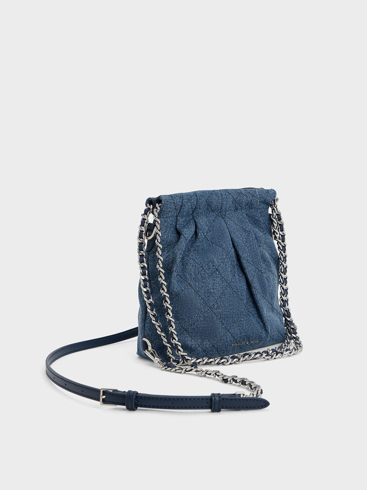 Duo Denim Chain-Handle Two-Way Backpack, Denim Blue, hi-res