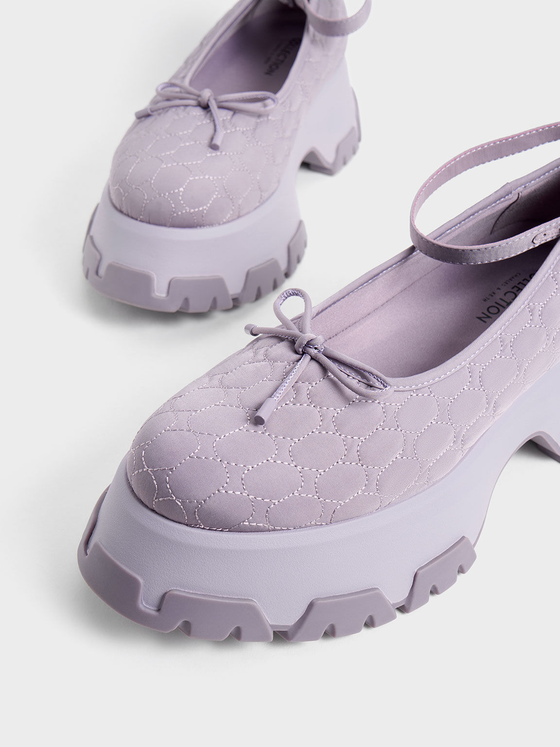 Recycled Polyester Bow Ballerinas, Lilac, hi-res