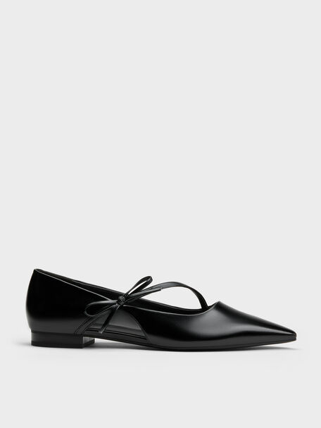 Black Satin Bow Mary Jane Flats | CHARLES & KEITH