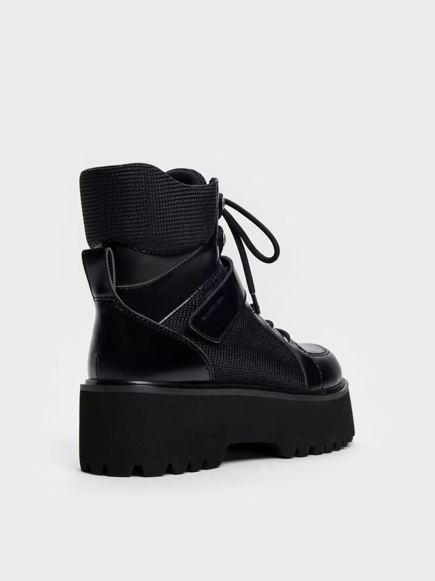 Botas militares de plataforma Eliot, Negro, hi-res