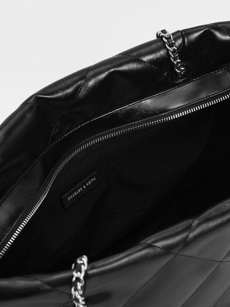 Apfra Quilted Chain-Handle Tote Bag, Noir, hi-res