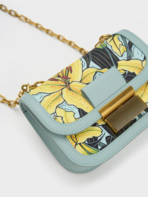 Charlot Botanical Print Bag, Blue, hi-res