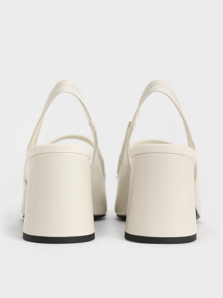 Two-Tone Bow Slingback Pumps, Cream, hi-res