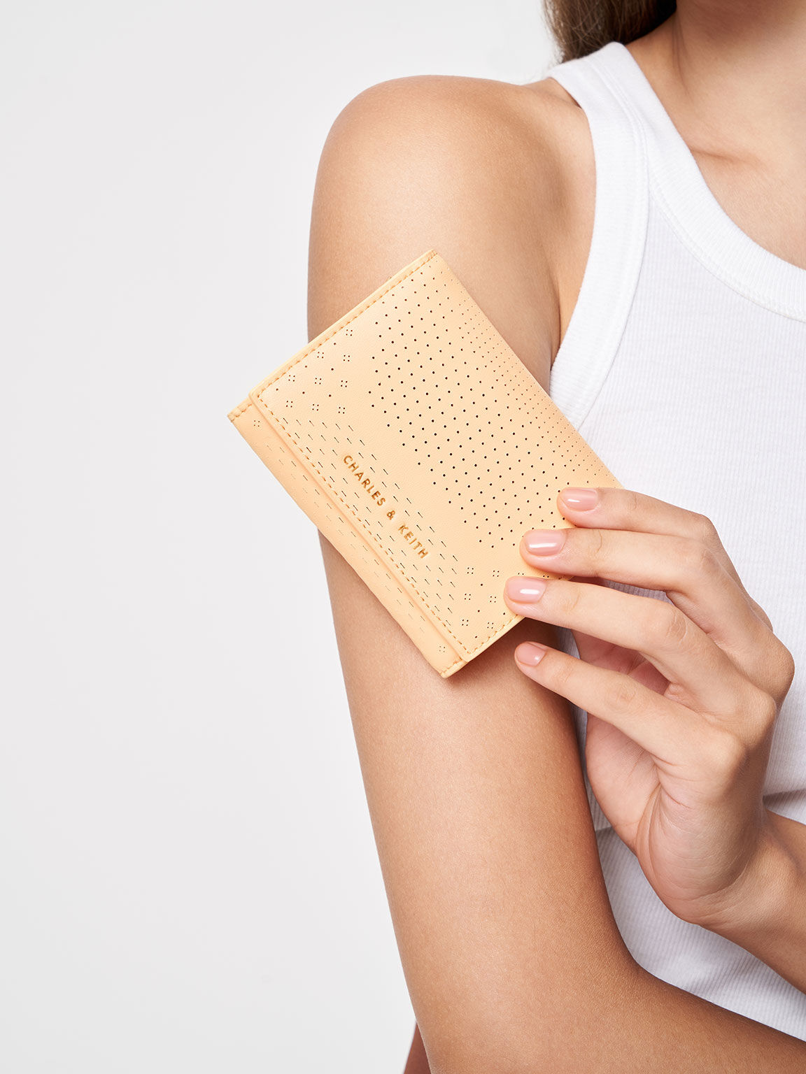 Lorain Perforated Wallet, Yellow, hi-res
