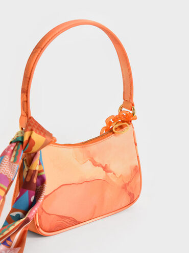 Alcott Scarf Chain-Link Shoulder Bag, Pumpkin, hi-res