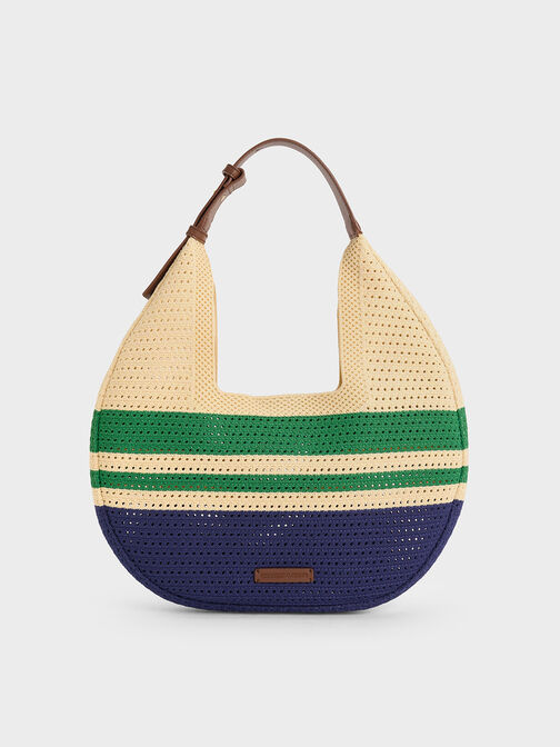 Ida Knitted Striped Hobo Bag, Multi, hi-res