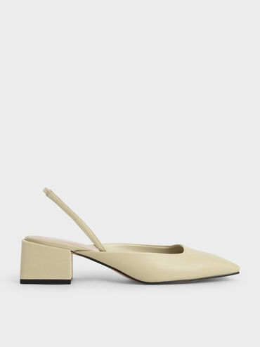 Square Toe Slingback Pumps, Sand, hi-res