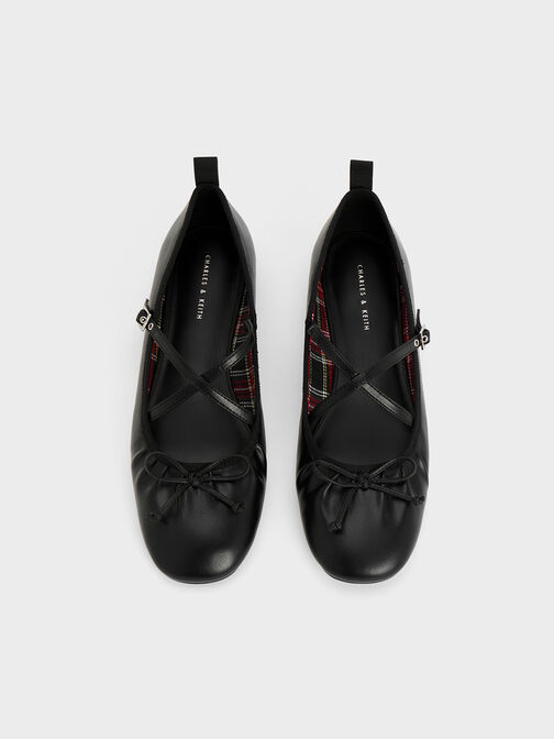 Crossover-Strap Mary Jane Flats, Black, hi-res