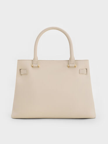 Voyager Leather Belted Trapeze Tote Bag, Chalk, hi-res