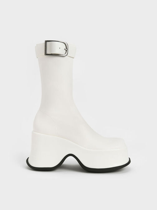 Carlisle Platform Boots, White, hi-res