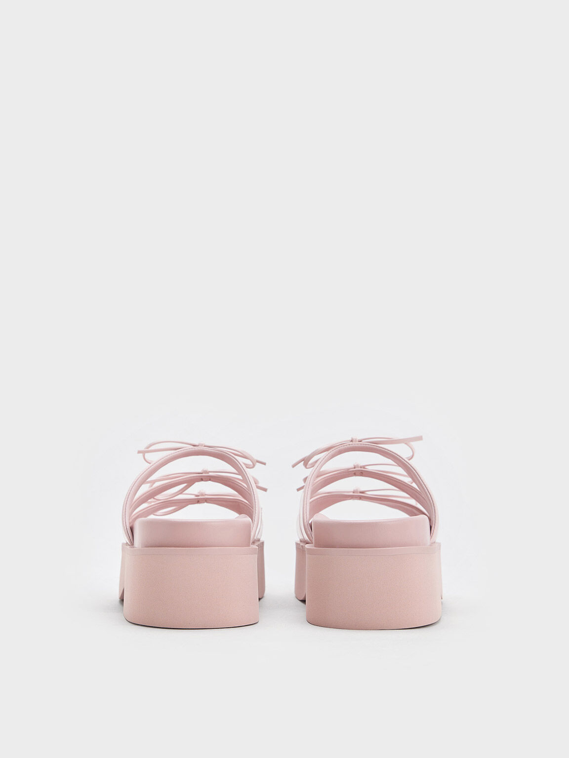 Pink Dorri Triple-Bow Platform Sandals - CHARLES & KEITH
