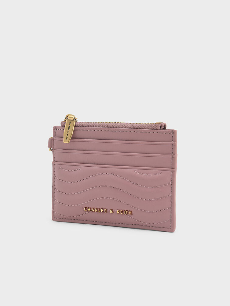 Light Pink Aubrielle Stitch-Trim Zip Card Holder - CHARLES & KEITH US