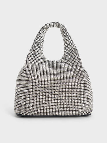 Yama Crystal-Embellished Tote Bag, Silver, hi-res