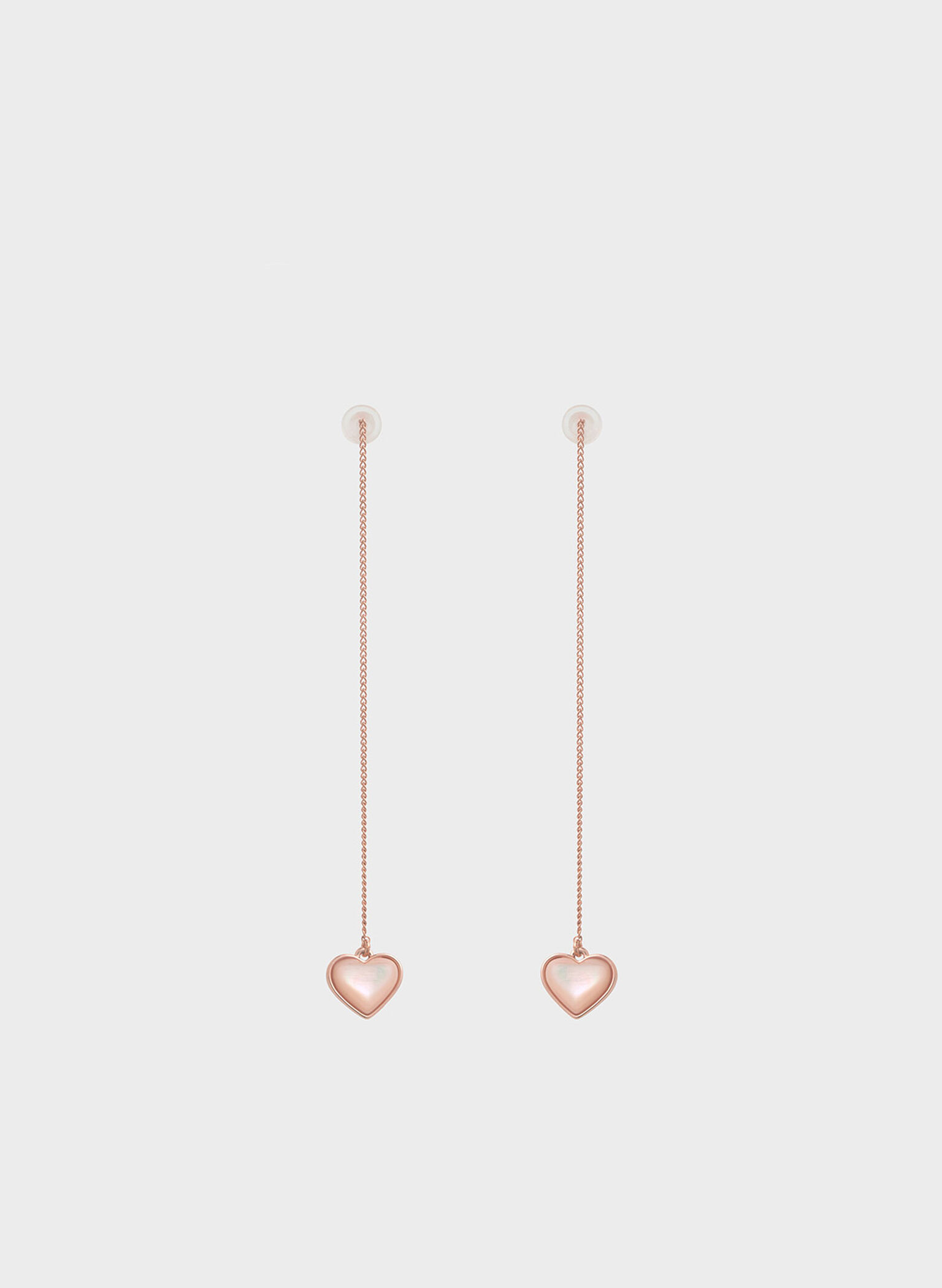 Pendientes Annalise con piedra de corazón, Oro rosa, hi-res