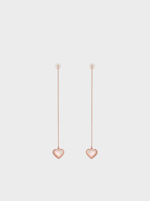 Annalise Heart Stone Drop Earrings, Rose Gold, hi-res