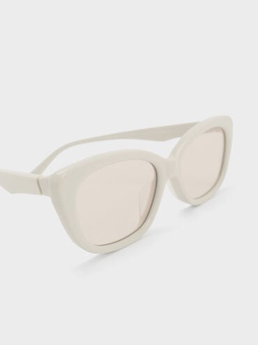 Maeva Recycled Acetate Cat-Eye Sunglasses, Chalk, hi-res