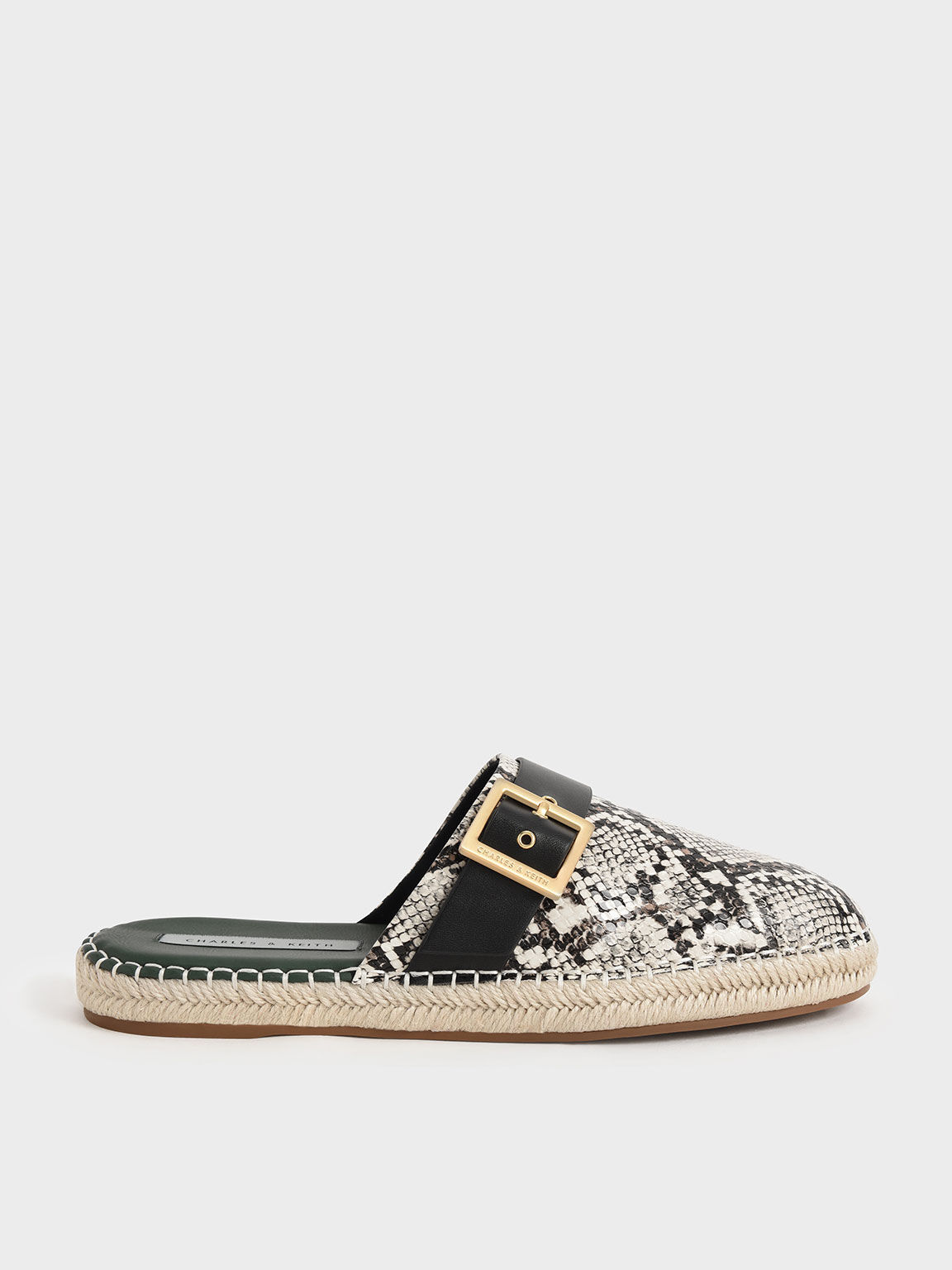 Snake-Print Buckled Espadrille Mules, Animal Print Natural, hi-res