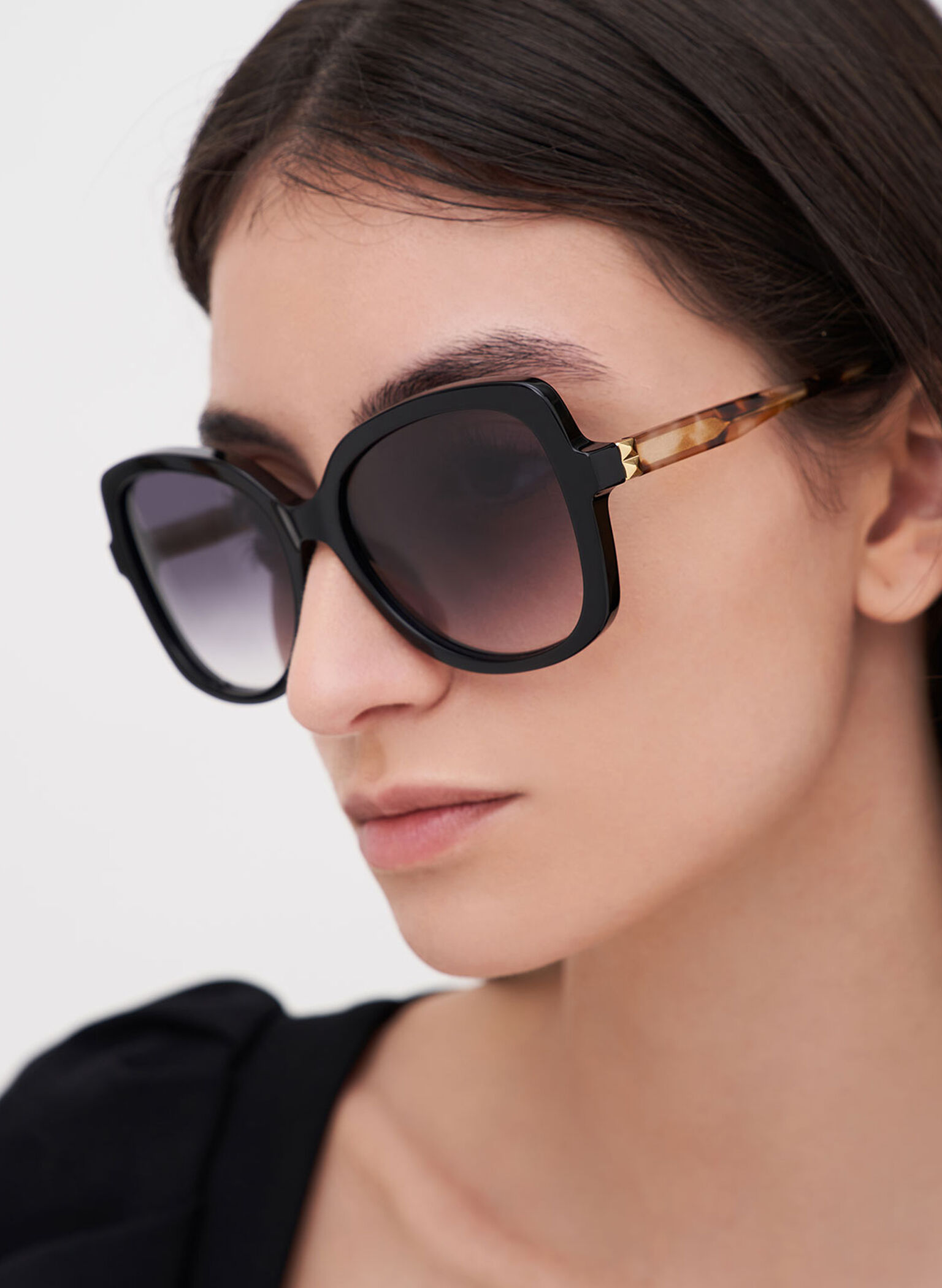 Gafas de sol de mariposa de acetato reciclado, Negro, hi-res