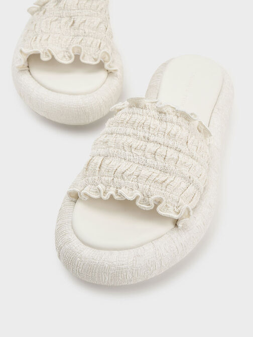 Nuala Ruched Flatforms, Cream, hi-res