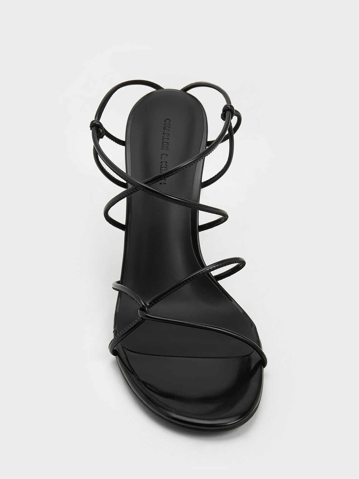 Charles Keith Flor Rose Heel Strappy Sandals Black Box US 7