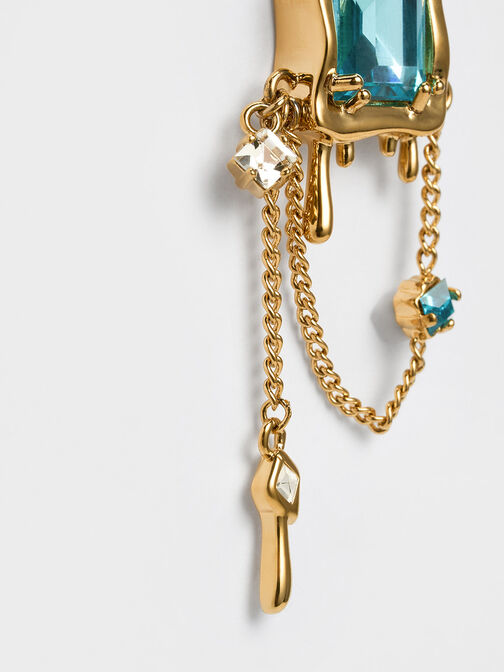 Zira Crystal Charm Drop Earrings, Gold, hi-res