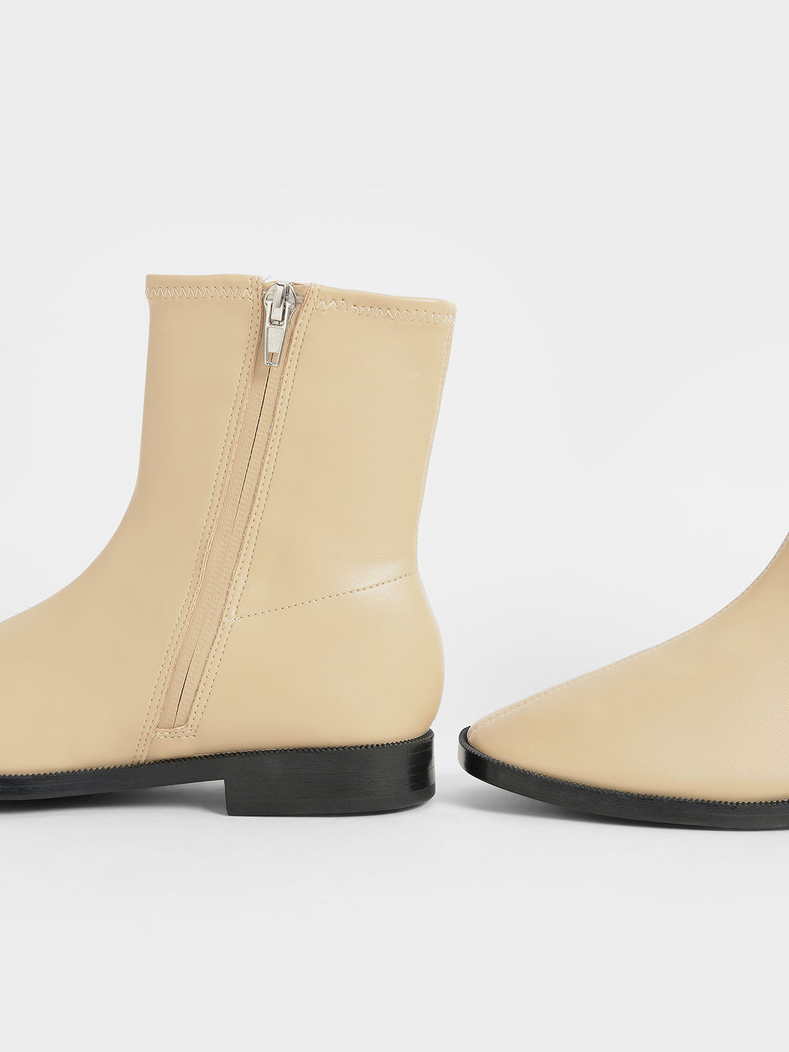 Girl's Zip-Up Ankle Boots, Sand, hi-res