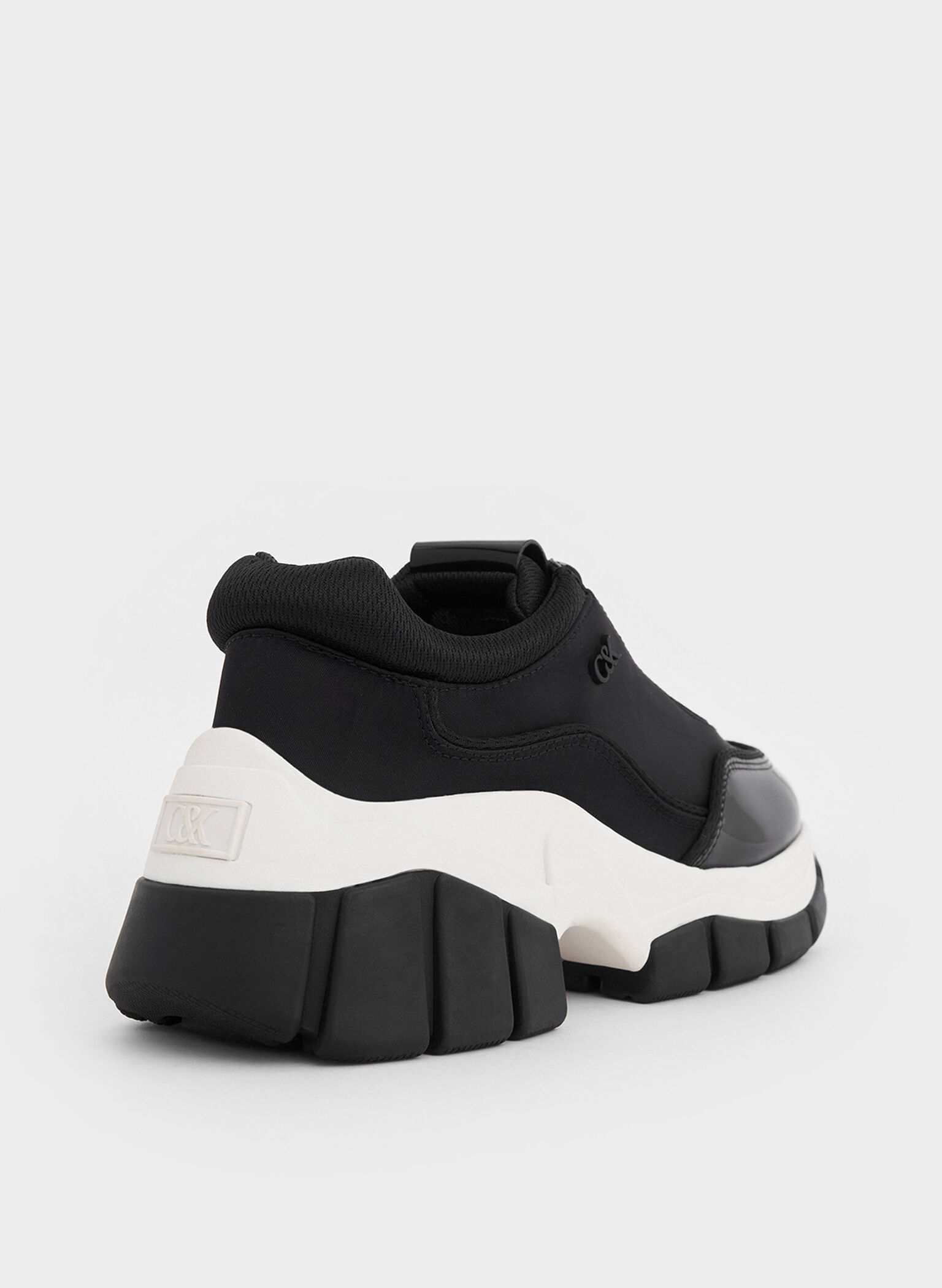 Yunna Leather & Recycled Fabric Chunky Sneakers, Black, hi-res
