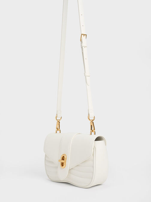 Aubrielle Panelled Crossbody Bag, White, hi-res