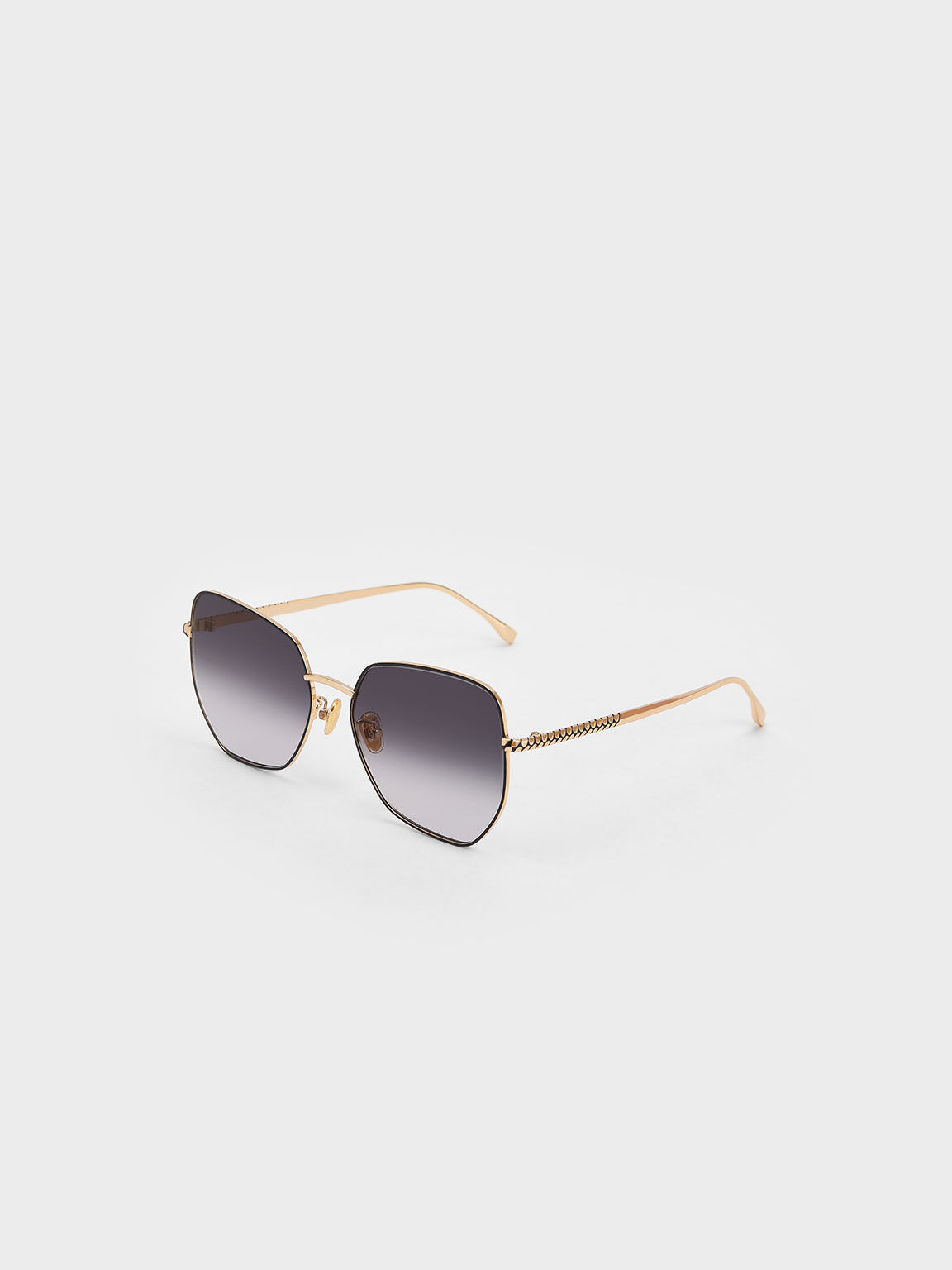 Coiled Temple Butterfly Sunglasses, Black, hi-res